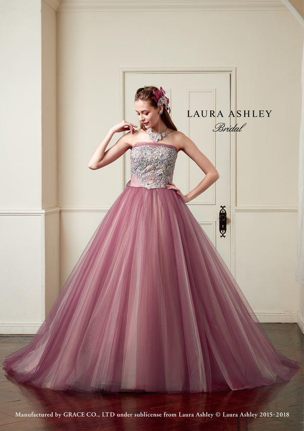 LAURA ASHLEY】ピンクのカラードレス | 熊本のブライダル・振袖 